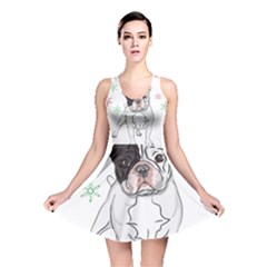 French Bulldog Christmas T- Shirt Christmas Santa Frenchie T- Shirt Reversible Skater Dress by ZUXUMI
