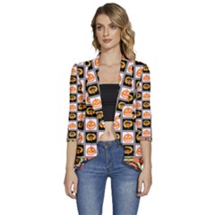 Lantern Chess Halloween Women s 3/4 Sleeve Ruffle Edge Open Front Jacket by Pakjumat