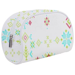 Christmas Cross Stitch Pattern Effect Holidays Symmetry Make Up Case (medium) by Sarkoni