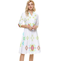 Christmas Cross Stitch Pattern Effect Holidays Symmetry Classy Knee Length Dress by Sarkoni