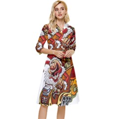 Funny Santa Claus Christmas Classy Knee Length Dress by Sarkoni