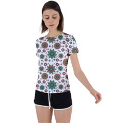 Pattern Abstract Seamless Back Circle Cutout Sports T-shirt by uniart180623