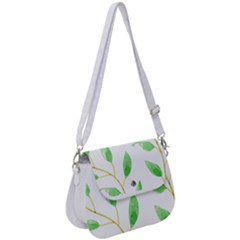 Boho Leaf Pattern T- Shirt Boho Leaf Pattern8 Saddle Handbag by EnriqueJohnson