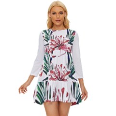 Botanical T- Shirt Botanical Pattern Hummingbird T- Shirt Long Sleeve Babydoll Dress by EnriqueJohnson