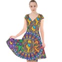 Grateful Dead Pattern Cap Sleeve Front Wrap Midi Dress View1