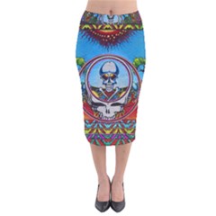 Grateful Dead Wallpapers Velvet Midi Pencil Skirt by Sarkoni