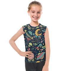 Alien Rocket Space Aesthetic Kids  Mesh Tank Top by Sarkoni