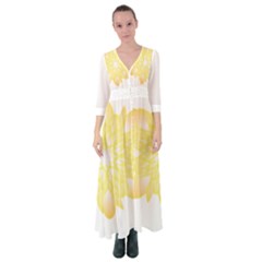 Flower Design T- Shirt Beautiful And Artistic Golden Flower T- Shirt Button Up Maxi Dress by EnriqueJohnson