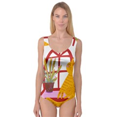 Cat Pet Ginger Art Animal Cartoon Princess Tank Leotard  by uniart180623