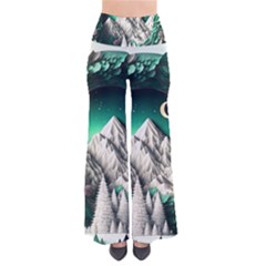 Christmas Wreath Winter Mountains Snow Stars Moon So Vintage Palazzo Pants by uniart180623
