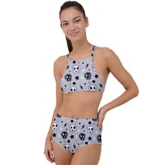 Skull-pattern- Halter Tankini Set by Ket1n9