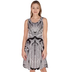 Tiger Head Knee Length Skater Dress With Pockets by Ket1n9