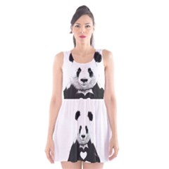 Panda Love Heart Scoop Neck Skater Dress by Ket1n9
