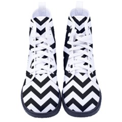 Black And White Chevron Kid s High-top Canvas Sneakers by Ket1n9