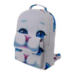 Cute White Cat Blue Eyes Face Flap Pocket Backpack (large) by Ket1n9