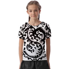 Ying Yang Tattoo Kids  Frill Chiffon Blouse by Ket1n9