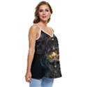 Art Fiction Black Skeletons Skull Smoke Casual Spaghetti Strap Chiffon Top View3