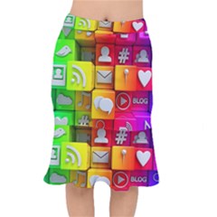 Colorful 3d Social Media Short Mermaid Skirt by Ket1n9