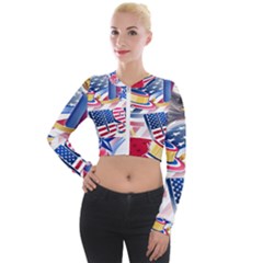 United States Of America Usa  Images Independence Day Long Sleeve Cropped Velvet Jacket by Ket1n9