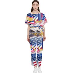 United States Of America Usa  Images Independence Day Batwing Lightweight Chiffon Jumpsuit by Ket1n9