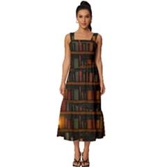 Books Library Square Neckline Tiered Midi Dress by Ket1n9