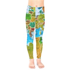 World Map Kids  Leggings by Ket1n9