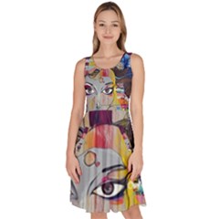 Graffiti-mural-street-art-painting Knee Length Skater Dress With Pockets by Ket1n9