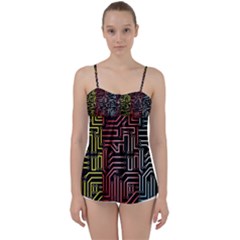 Circuit Board Seamless Patterns Set Babydoll Tankini Top by Ket1n9