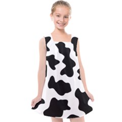 Animal-print-black-and-white-black Kids  Cross Back Dress by Ket1n9