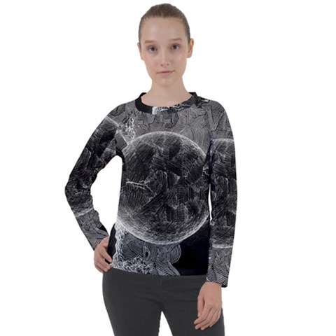 Space-universe-earth-rocket Women s Long Sleeve Raglan T-shirt by Ket1n9