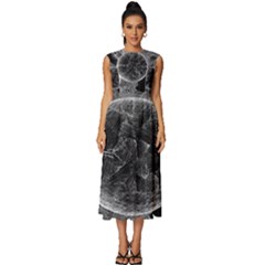 Space-universe-earth-rocket Sleeveless Round Neck Midi Dress by Ket1n9