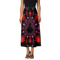 Fractal Red Violet Symmetric Spheres On Black Classic Midi Chiffon Skirt by Ket1n9