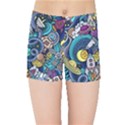 Cartoon-hand-drawn-doodles-on-the-subject-of-space-style-theme-seamless-pattern-vector-background Kids  Sports Shorts View1