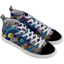 Cartoon-hand-drawn-doodles-on-the-subject-of-space-style-theme-seamless-pattern-vector-background Men s Mid-Top Canvas Sneakers View3