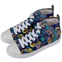 Cartoon-hand-drawn-doodles-on-the-subject-of-space-style-theme-seamless-pattern-vector-background Women s Mid-Top Canvas Sneakers View2