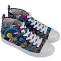 Cartoon-hand-drawn-doodles-on-the-subject-of-space-style-theme-seamless-pattern-vector-background Women s Mid-Top Canvas Sneakers View3
