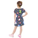 Colorful Funny Christmas Pattern Kids  Short Sleeve Velvet Dress View2