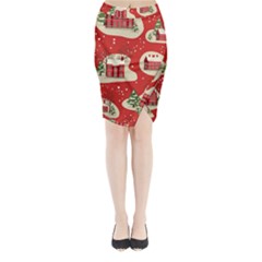 Christmas New Year Seamless Pattern Midi Wrap Pencil Skirt by Ket1n9