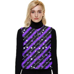Christmas Paper Star Texture Women s Button Up Puffer Vest by Ket1n9