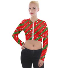 Christmas Paper Star Texture Long Sleeve Cropped Velvet Jacket by Ket1n9