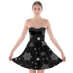 Christmas Snowflake Seamless Pattern With Tiled Falling Snow Strapless Bra Top Dress by Ket1n9