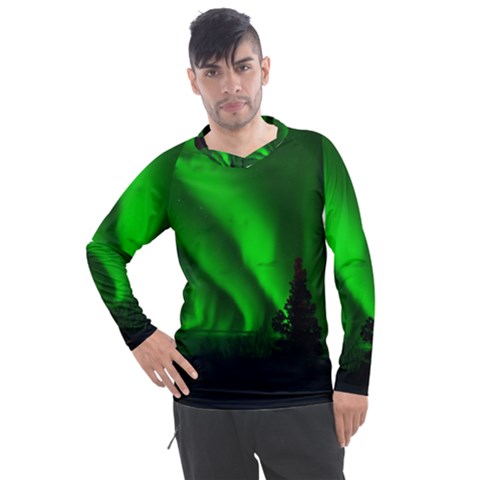 Aurora-borealis-northern-lights- Men s Pique Long Sleeve T-shirt by Ket1n9