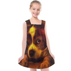 Cute 3d Dog Kids  Cross Back Dress by Ket1n9