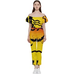 Halloween Night Terrors Bardot Ruffle Jumpsuit by Ket1n9