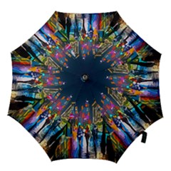Abstract-vibrant-colour-cityscape Hook Handle Umbrellas (small) by Ket1n9