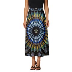 Stained Glass Rose Window In France s Strasbourg Cathedral Classic Midi Chiffon Skirt by Ket1n9