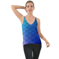 Blue Pattern Plain Cartoon Chiffon Cami by Ket1n9