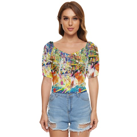 Multicolor Anime Colors Colorful Button Up Blouse by Ket1n9