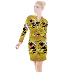 Georgia Institute Of Technology Ga Tech Button Long Sleeve Dress by Ket1n9