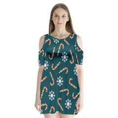 Christmas-seamless-pattern-with-candies-snowflakes Shoulder Cutout Velvet One Piece by Grandong